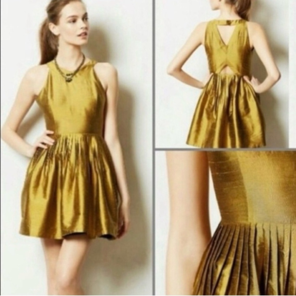 Anthropologie Harlyn Lillie Gold Dress